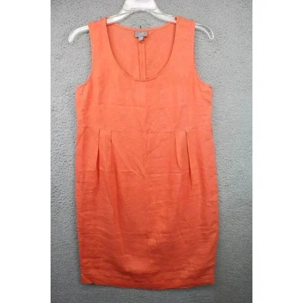 J. Jill 100% Linen Women's Sleeveless Dress-Orange-Size Xs